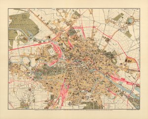 Mapa Berlína, tisk C.L. Keller, Berlín, 1890